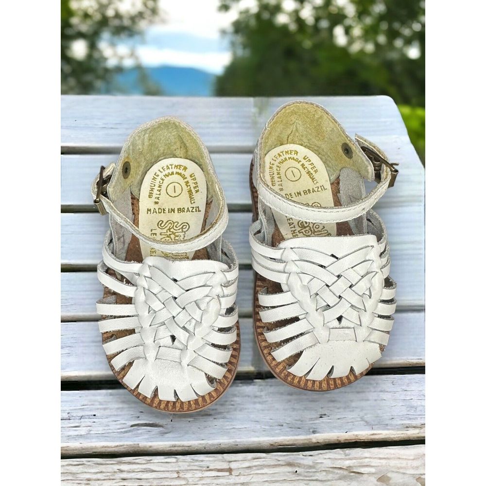 Vintage Small Steps White Leather Baby Toddler Sandals Huaraches Sz 1